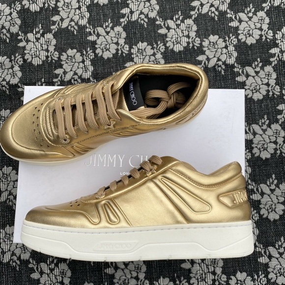 Jimmy Choo Shoes - Jimmy Choo Hawaii/F X Gold Metallic Leather Sneaker 38 / US 8